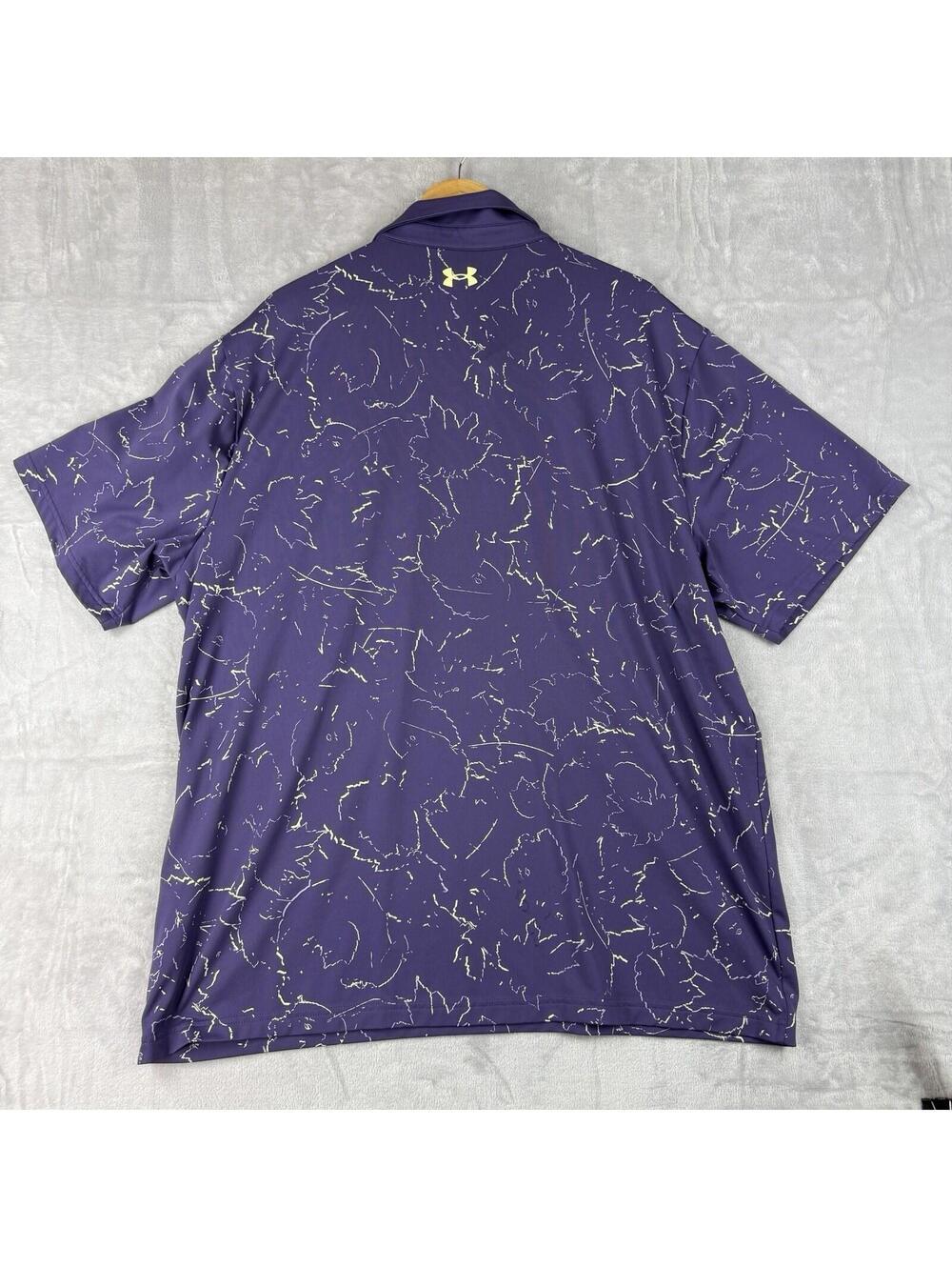 Under Armour Playoff Polo Purple Floral Golf Shirt Men 3XLT Big Tall Golf Preppy - Picture 3 of 8